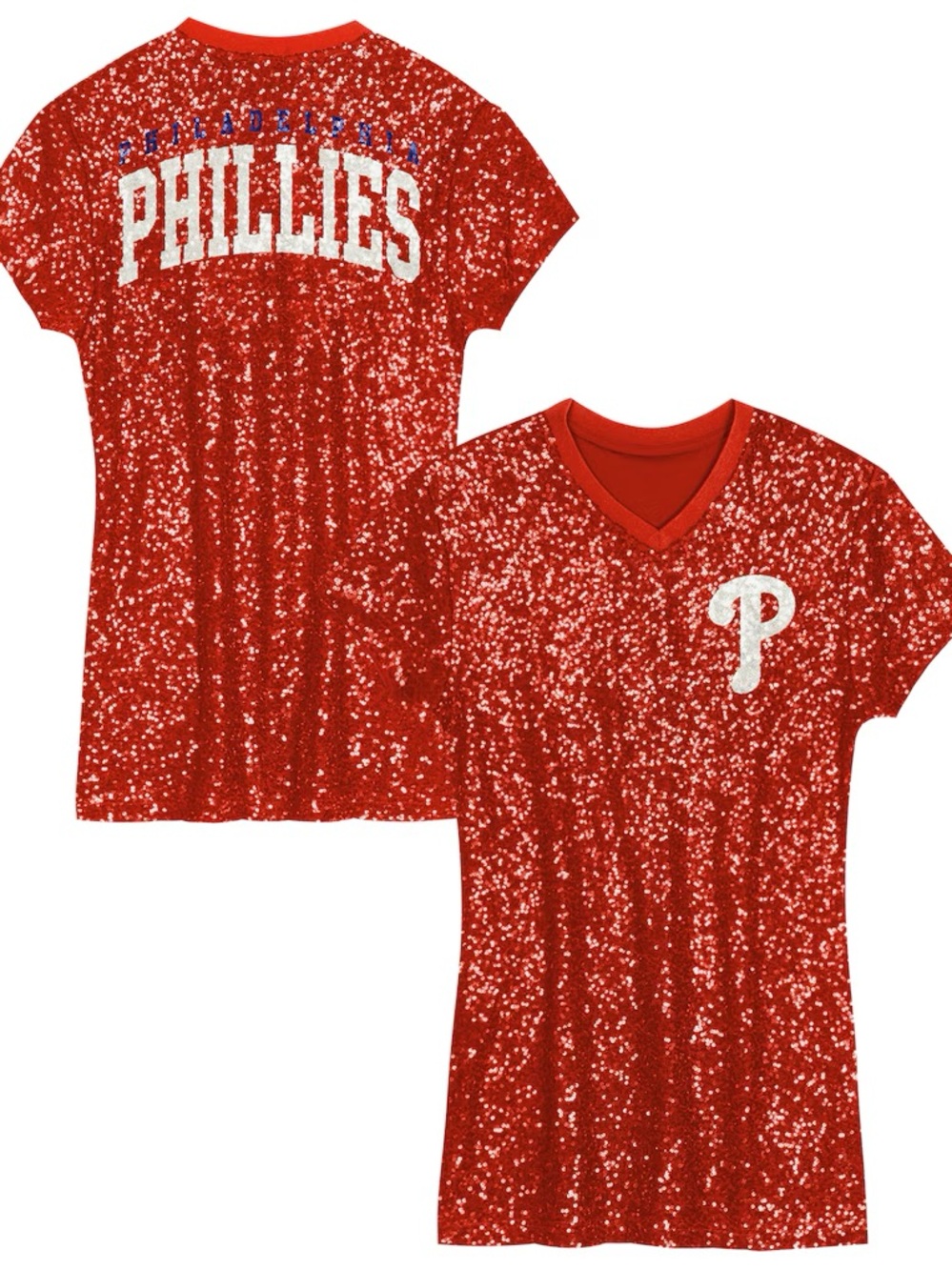 Philadelphia Phillies Girls Preschool Sequin V-Neck Dress NWT